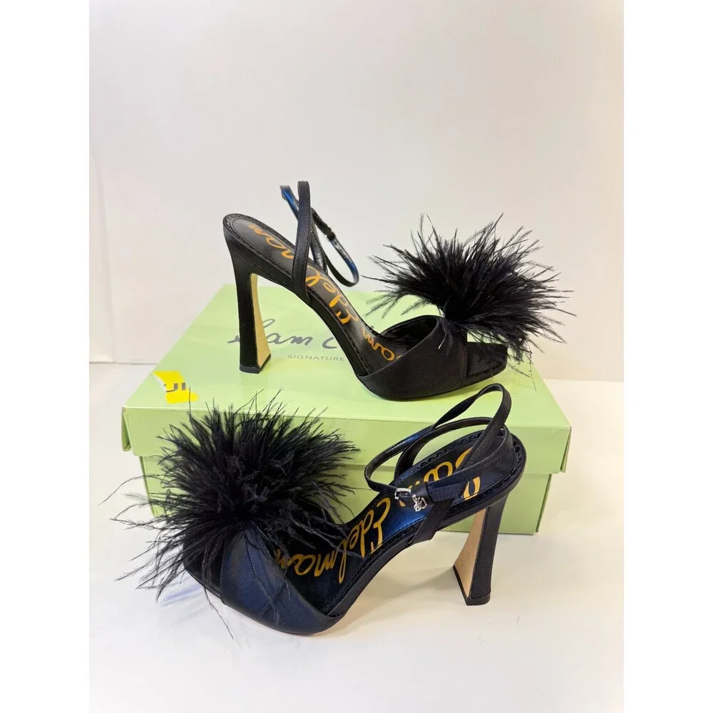 Sam Edleman Womens Lindy Black Satin Heels US 8.5